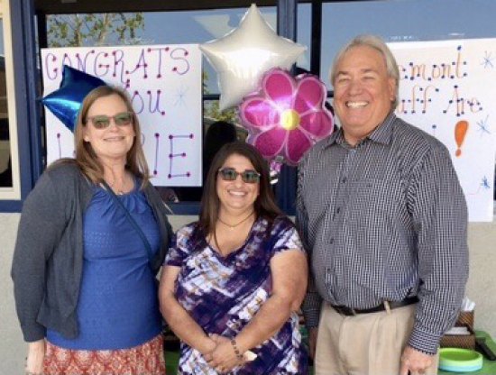 Lemoore High School graduate, Laurie Rodrigues Martin, named Corcoran School District's top teacher Laurie Martin (center) with Principal Pearl Prins (who nominated Martin) and Corcoran Superintendent Rich Merlo.